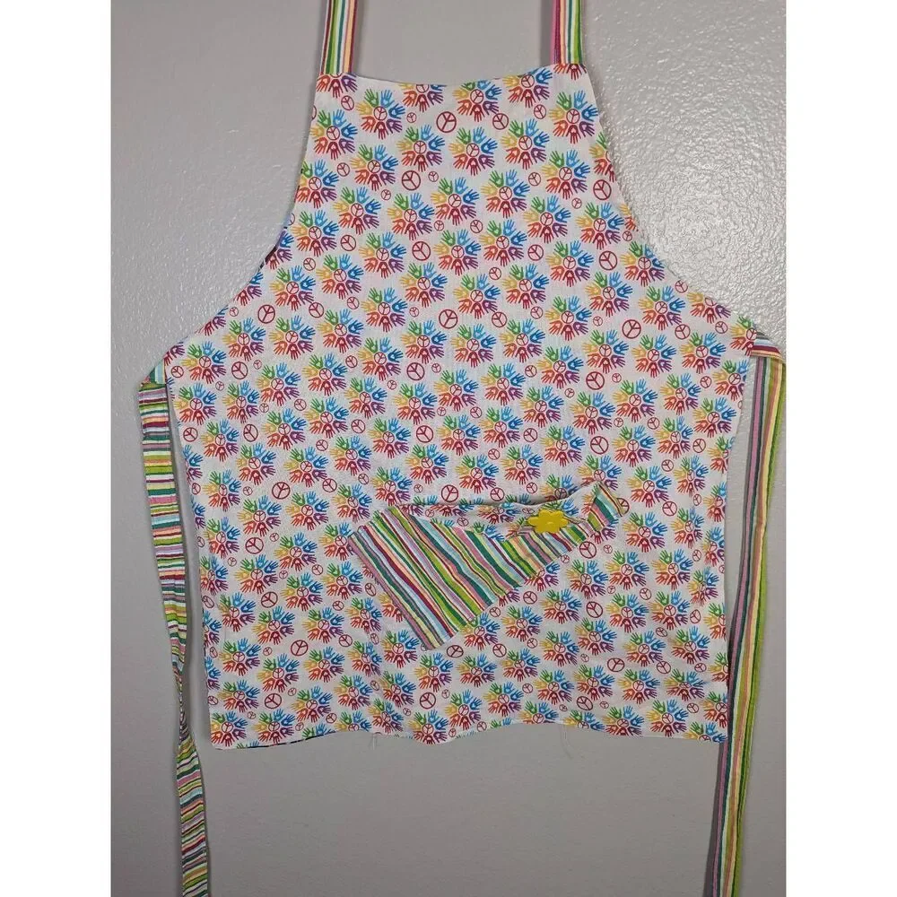 Custom Handmade Elmo Op art pop multicolor rainbow apron smock one size